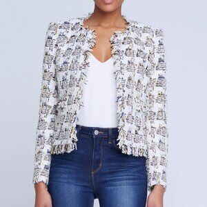 L'Agence Angelina Blazer Ivory Tweed $795 Size 6 NWT